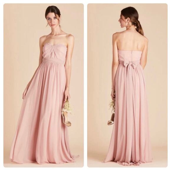 Birdy Grey Grace Convertible Chiffon Bridesmaid Dress in Rose‎ Quartz Size S NWT - Picture 1 of 12